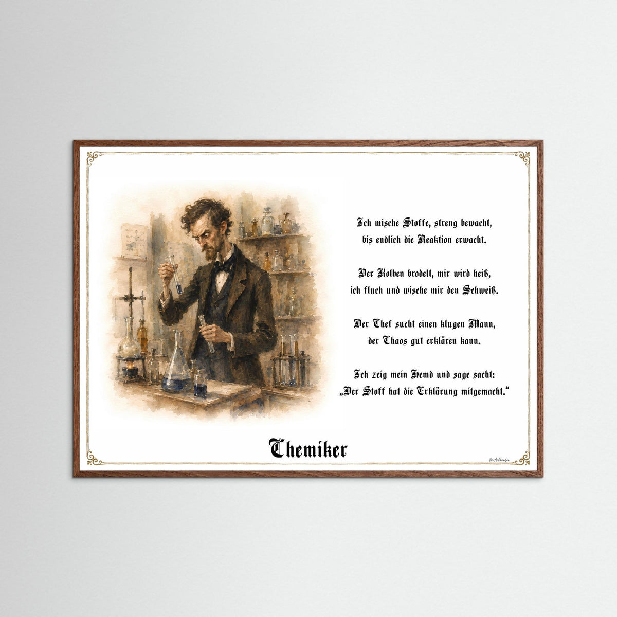 Zunftbild Der Chemiker-Griesgram – Beispielansicht des Kunstdrucks