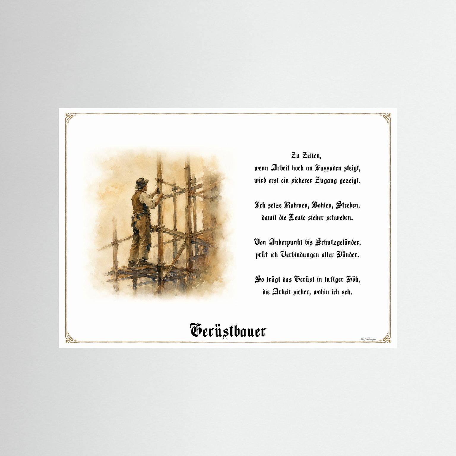 Zunftbild Gerüstbauer als Fine-Art-Kunstdruck ohne Rahmen