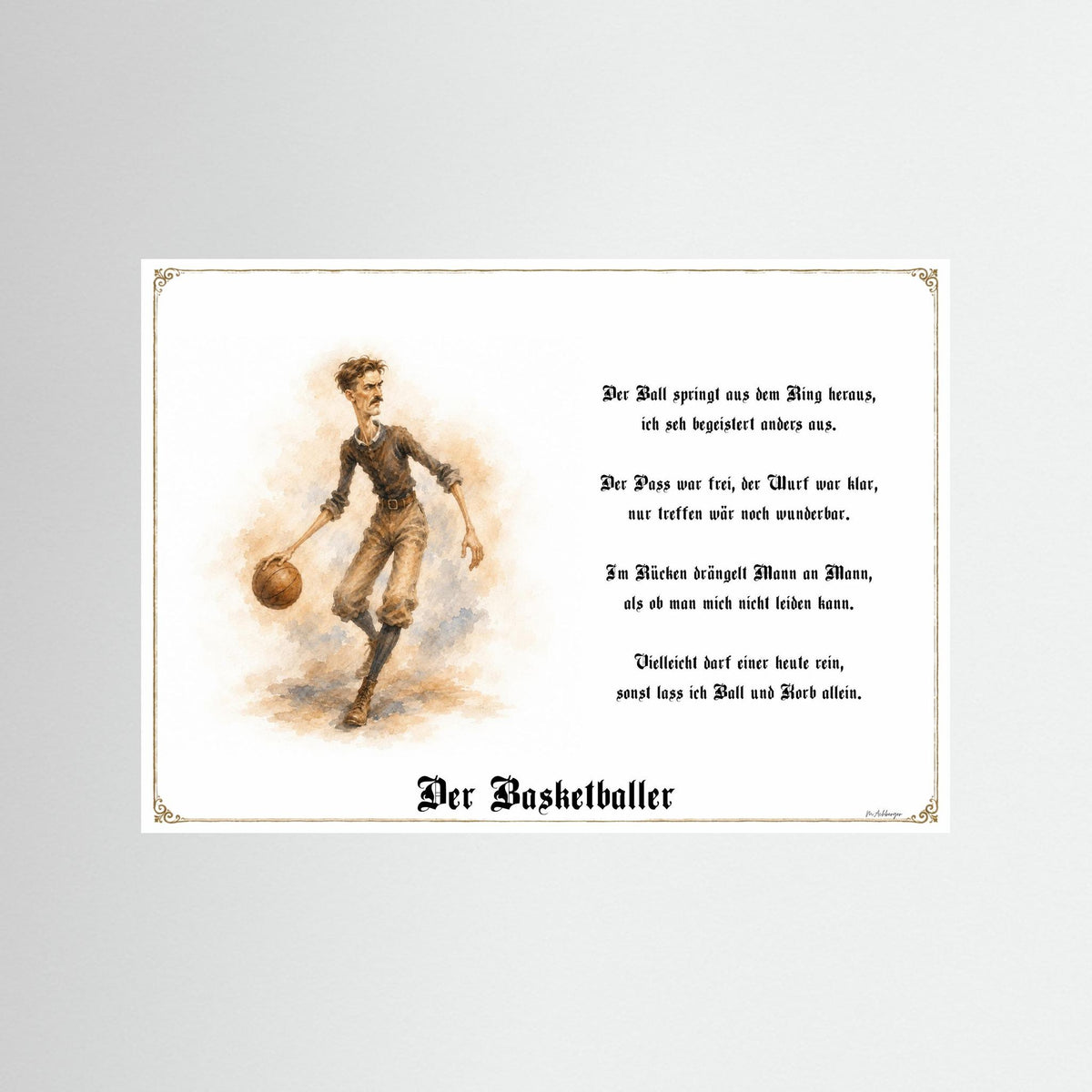 Zunftbild Der Basketballer-Griesgram – Beispielansicht des Kunstdrucks