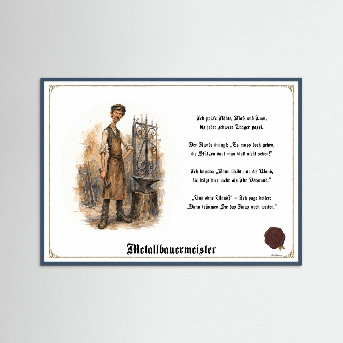 Zunftbild Der Metallbauermeister-Griesgram – Beispielansicht des Kunstdrucks