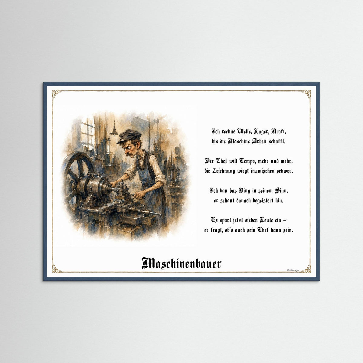 Zunftbild Der Maschinenbauer-Griesgram – Beispielansicht des Kunstdrucks