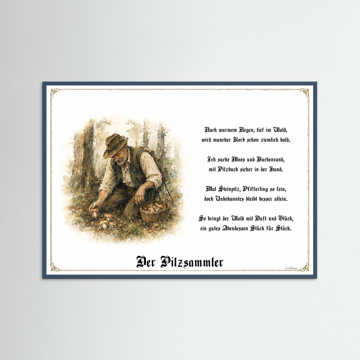 Zunftbild Der Pilzsammler – Beispielansicht des Kunstdrucks