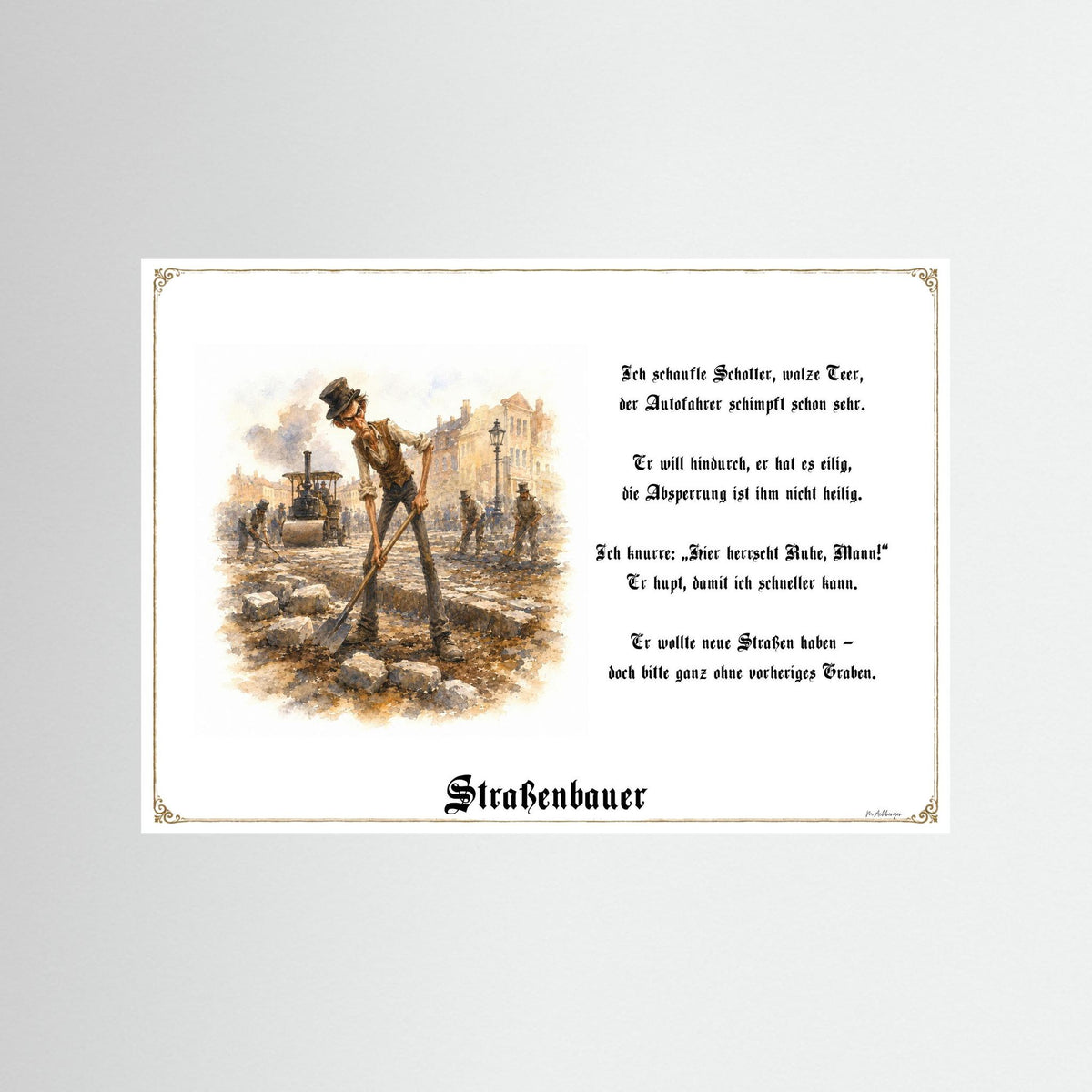 Zunftbild Der Straßenbauer-Griesgram – Beispielansicht des Kunstdrucks