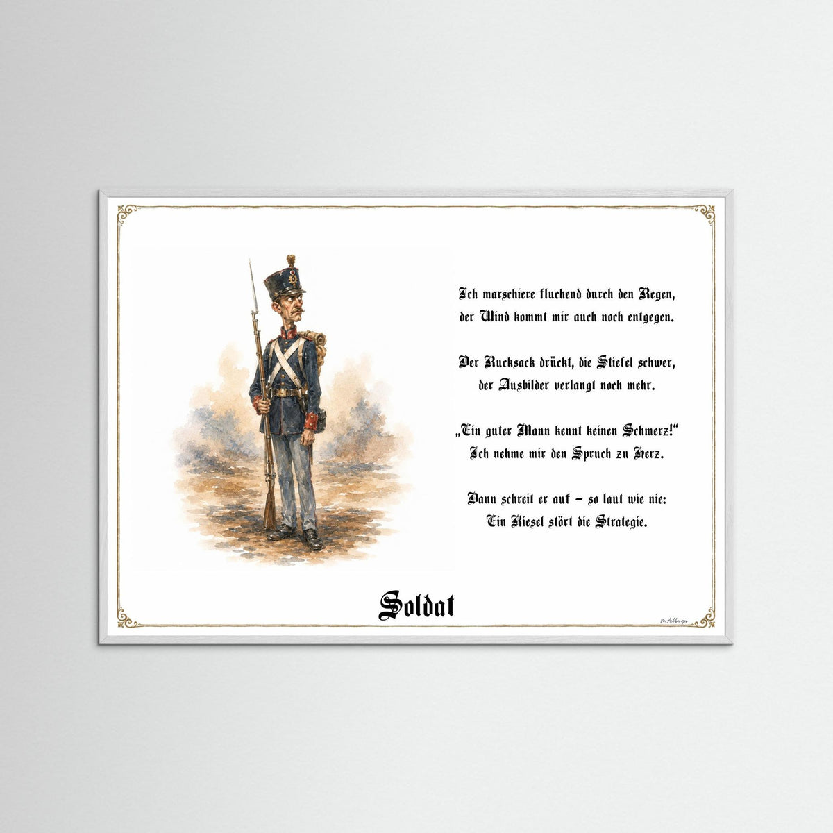 Zunftbild Der Soldat-Griesgram – Beispielansicht des Kunstdrucks