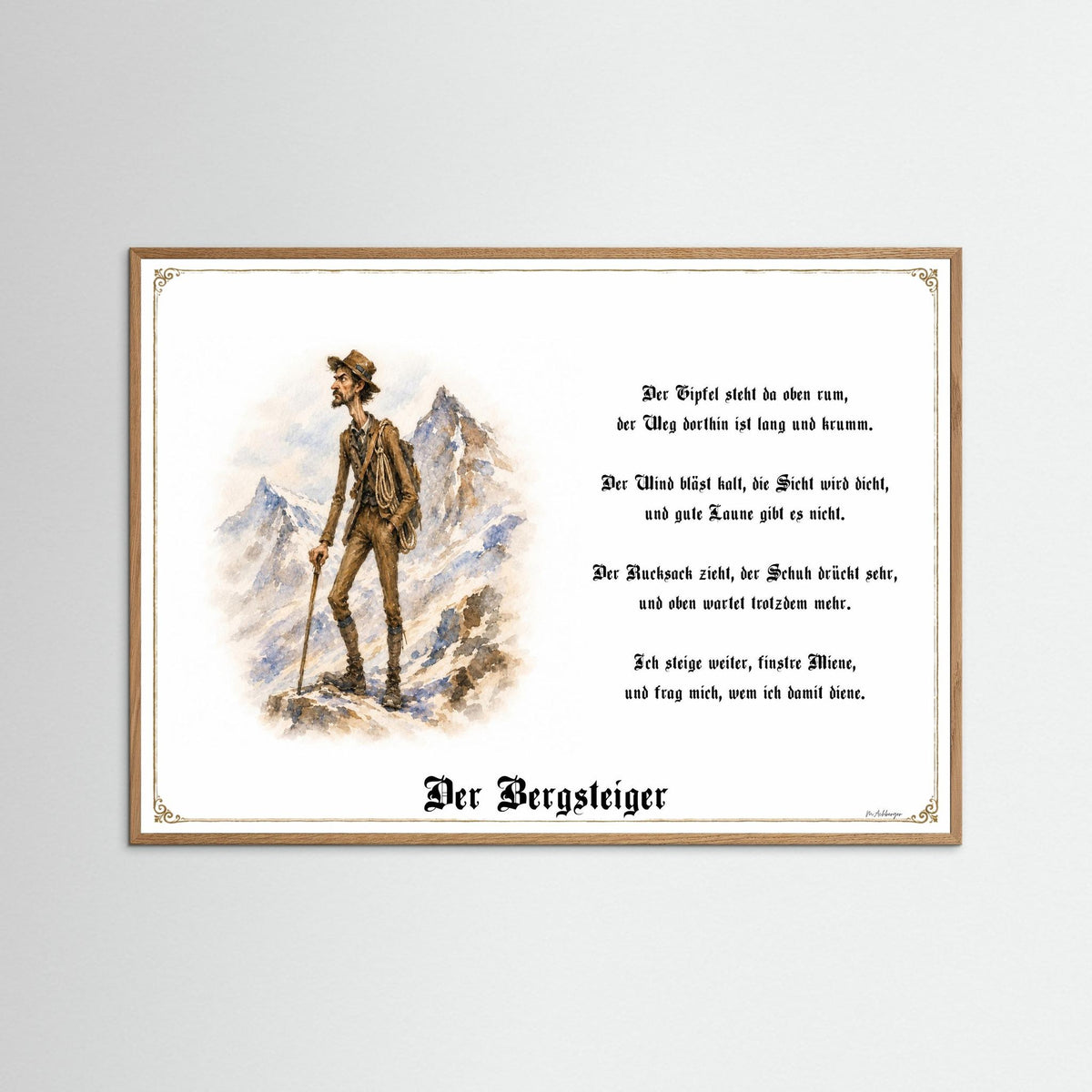 Zunftbild Der Bergsteiger-Griesgram – Beispielansicht des Kunstdrucks