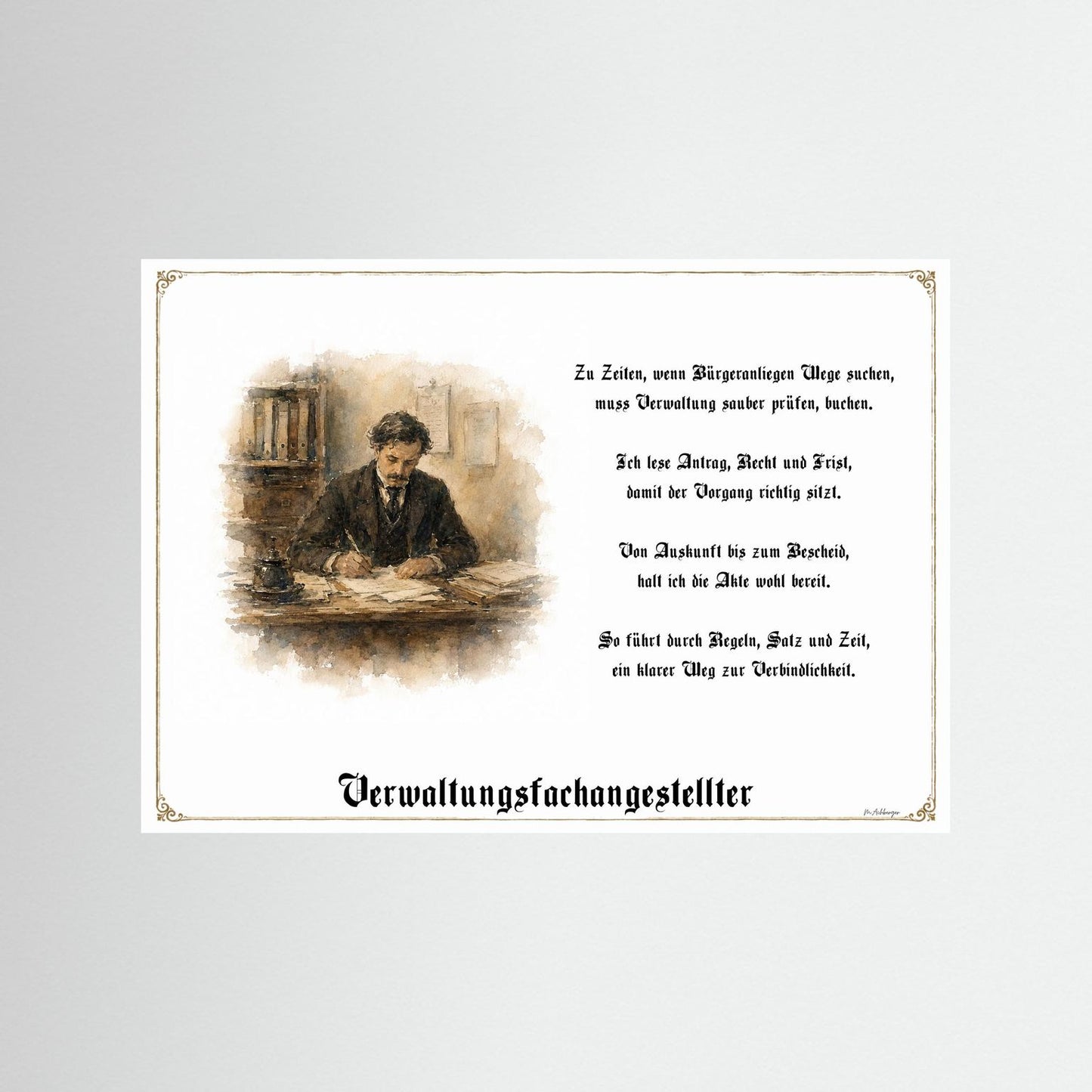 Zunftbild Verwaltungsfachangestellter als Fine-Art-Kunstdruck ohne Rahmen