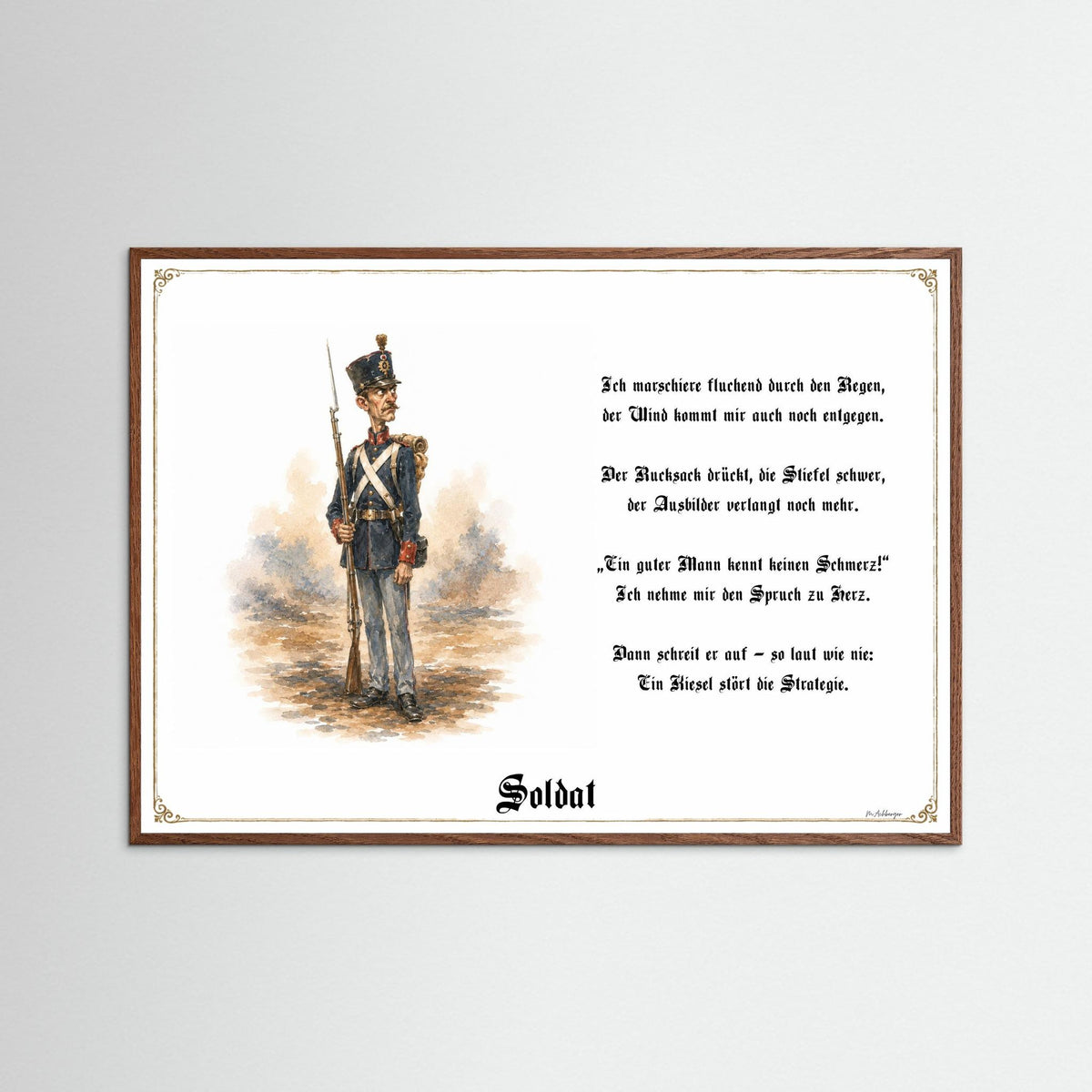 Zunftbild Der Soldat-Griesgram – Beispielansicht des Kunstdrucks