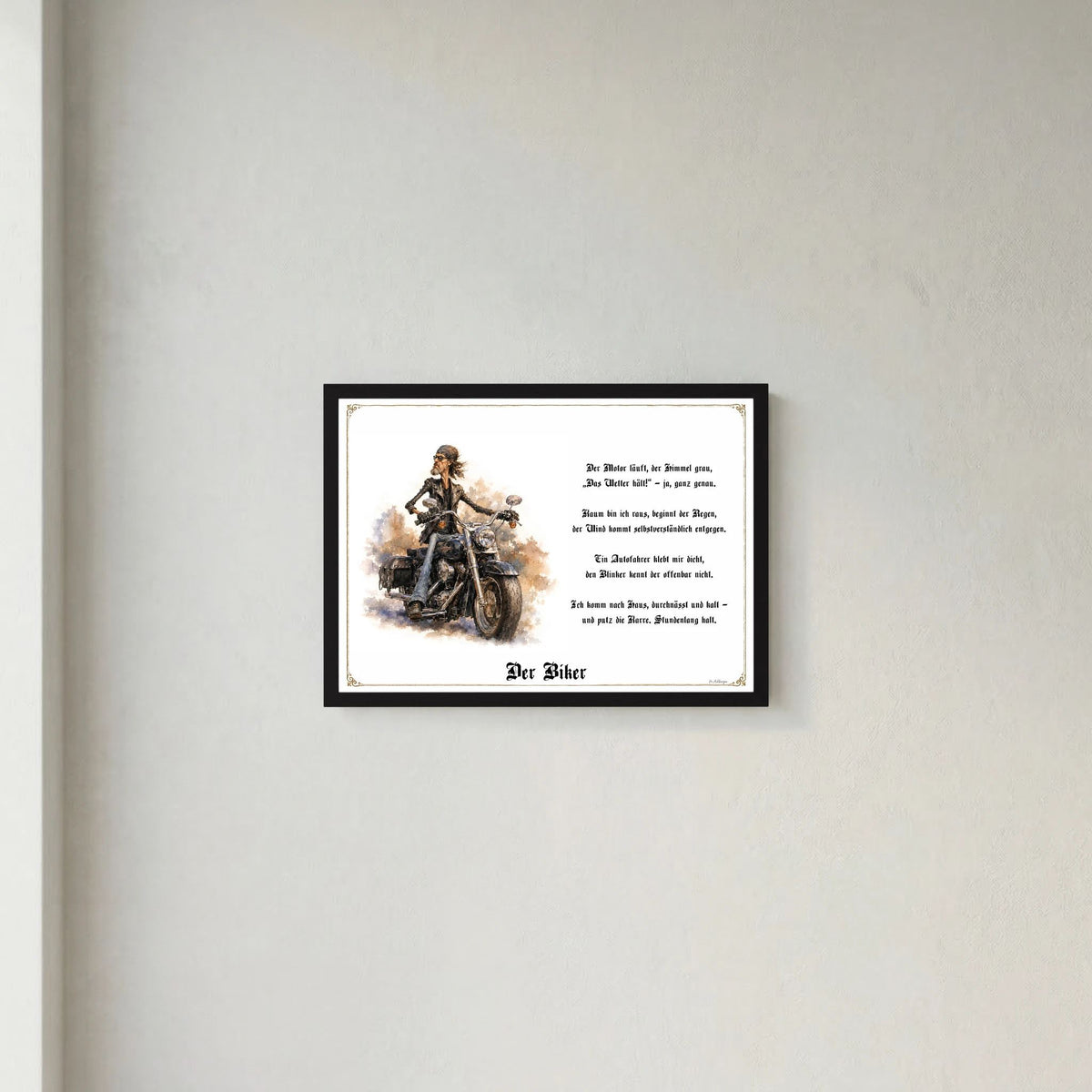 Zunftbild Der Biker-Griesgram – Beispielansicht des Kunstdrucks