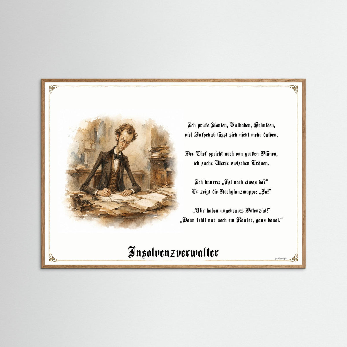 Zunftbild Der Insolvenzverwalter-Griesgram – Beispielansicht des Kunstdrucks