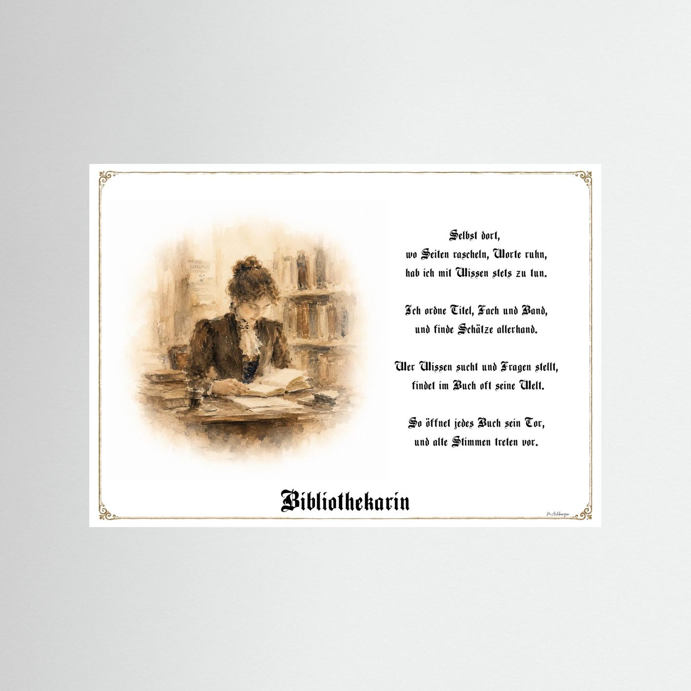 Zunftbild Bibliothekarin als Fine-Art-Kunstdruck ohne Rahmen