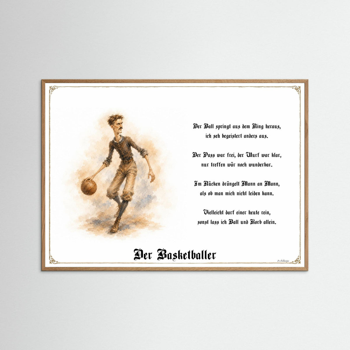 Zunftbild Der Basketballer-Griesgram – Beispielansicht des Kunstdrucks