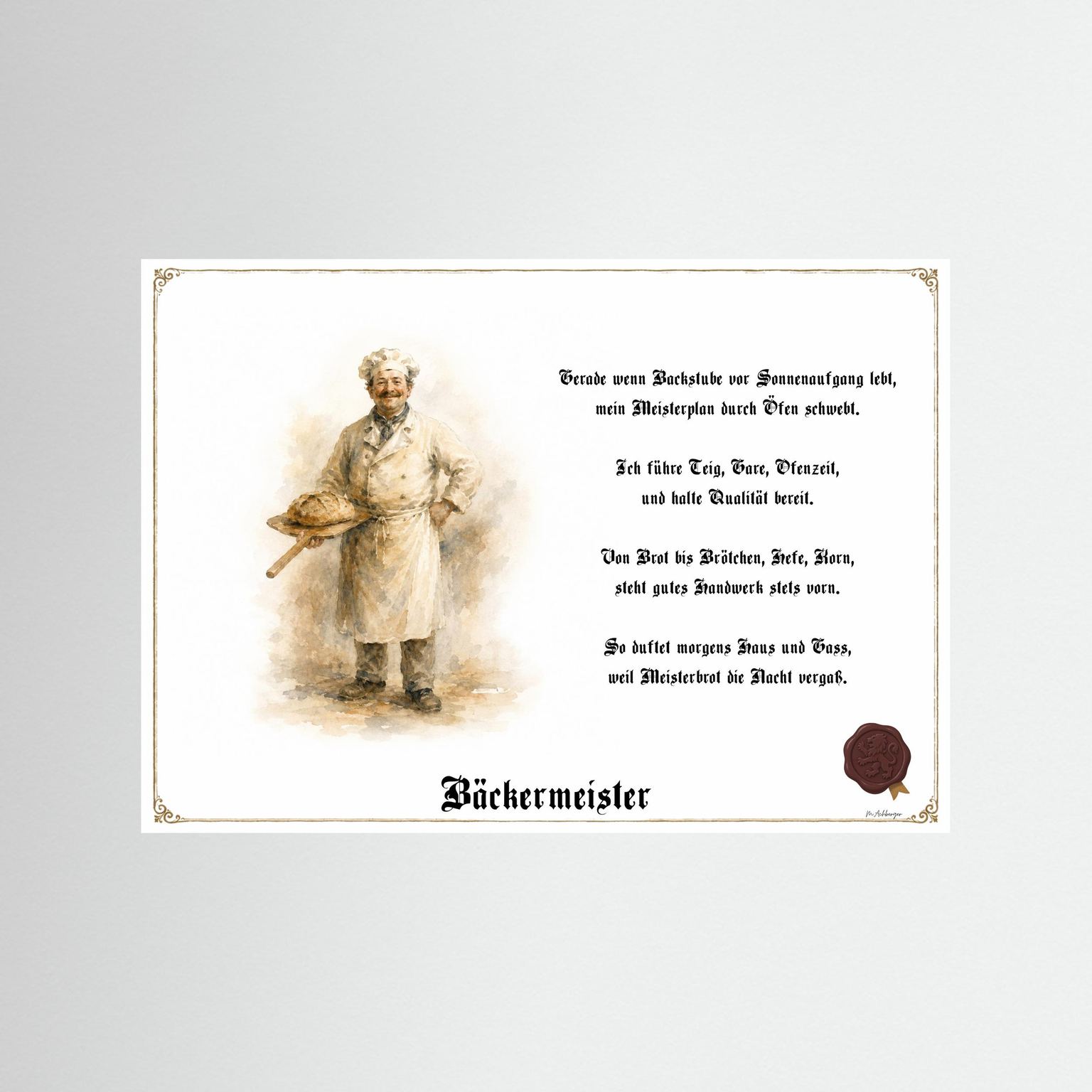 Zunftbild Bäckermeister als Fine-Art-Kunstdruck ohne Rahmen