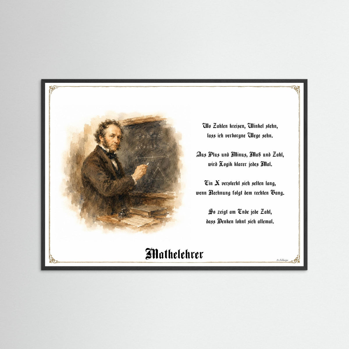 Zunftbild Mathelehrer – Beispielansicht des Kunstdrucks