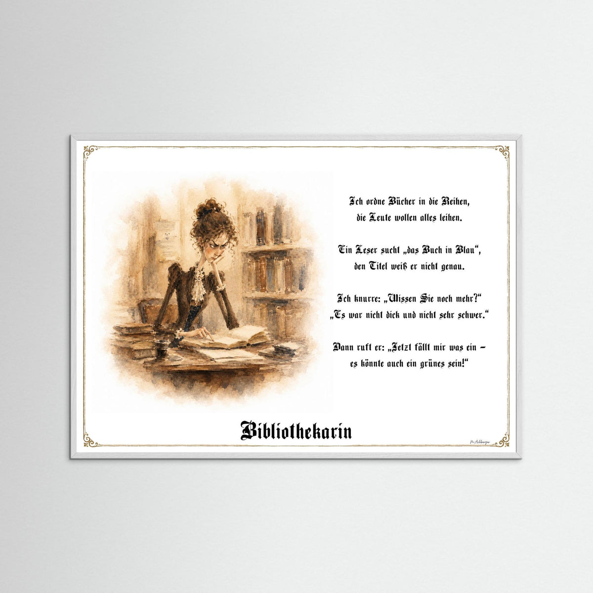 Zunftbild Die Bibliothekarin-Griesgram – Beispielansicht des Kunstdrucks