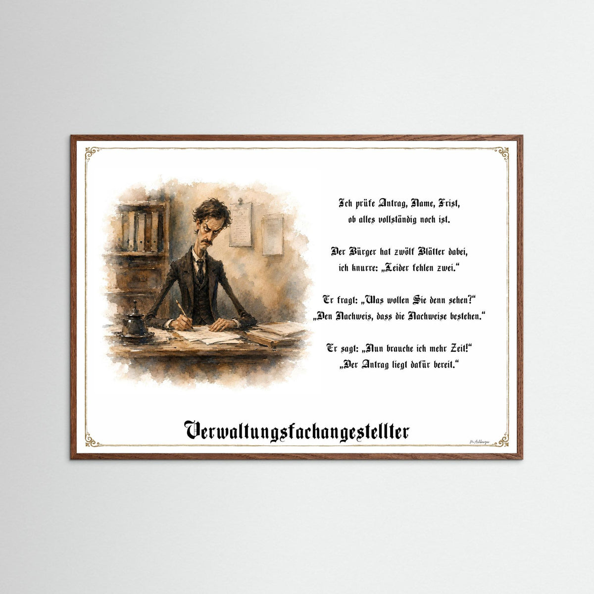 Zunftbild Der Verwaltungsfachangestellte-Griesgram – Beispielansicht des Kunstdrucks