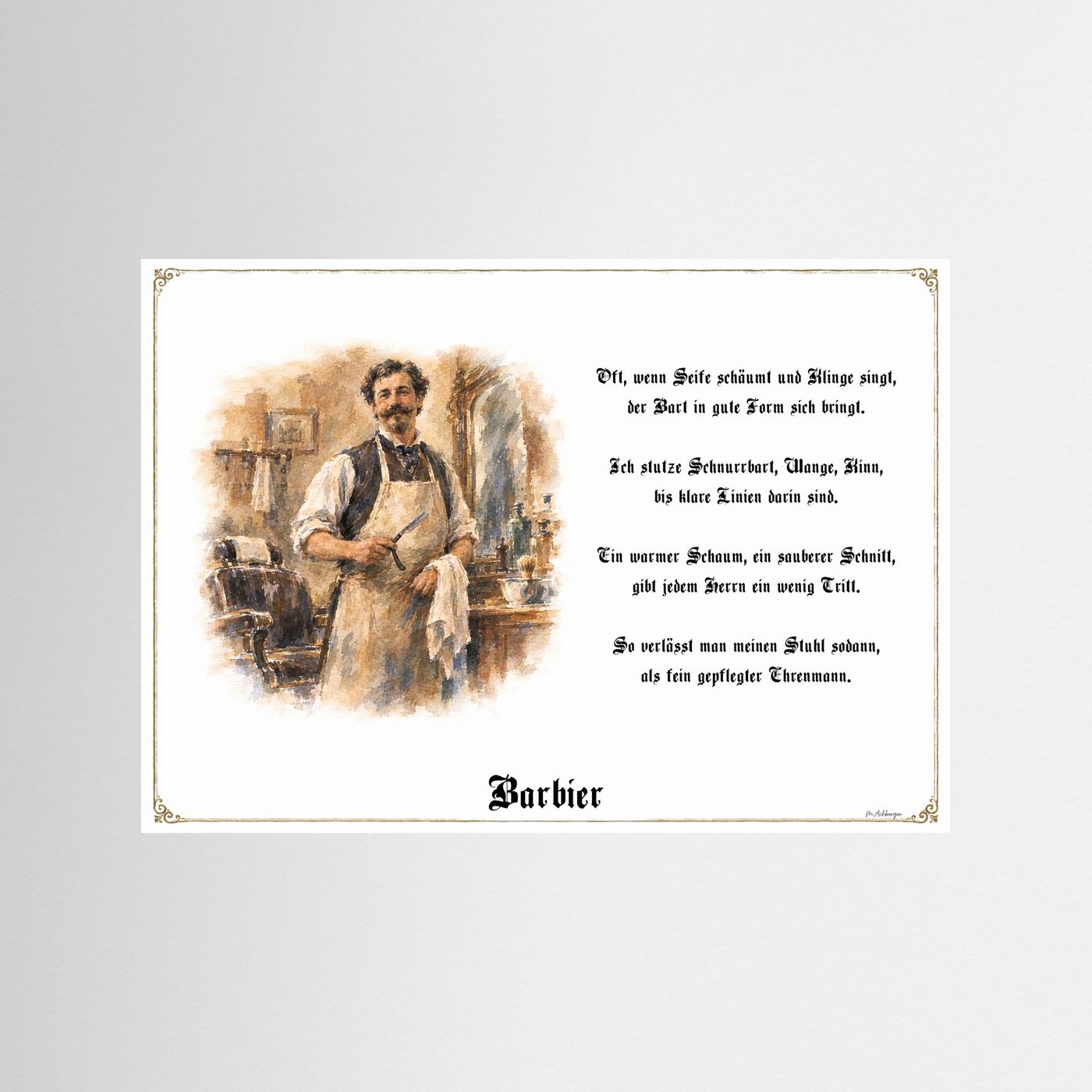 Zunftbild Barbier als Fine-Art-Kunstdruck ohne Rahmen