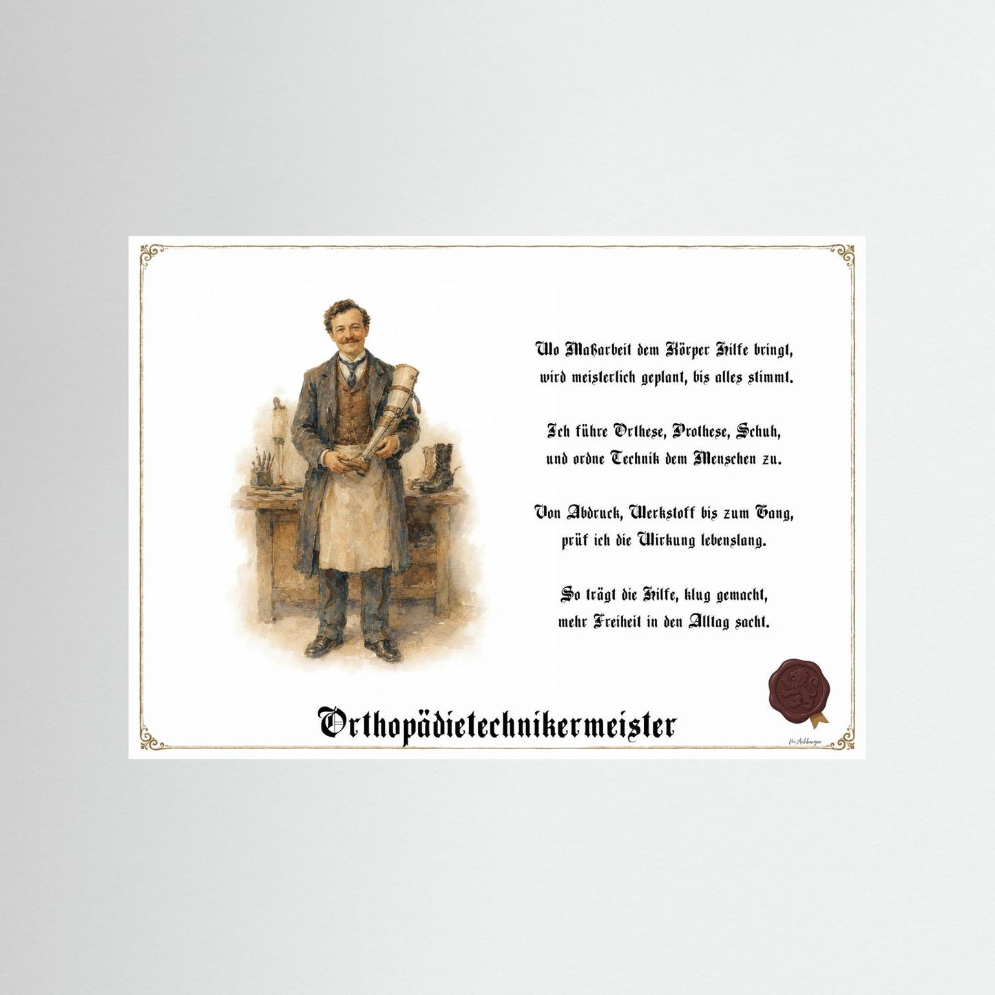 Zunftbild Orthopädietechnikermeister als Fine-Art-Kunstdruck ohne Rahmen