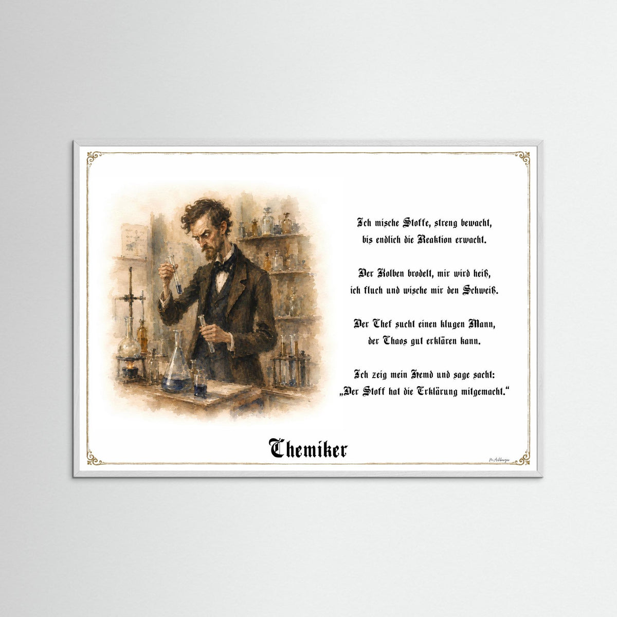 Zunftbild Der Chemiker-Griesgram – Beispielansicht des Kunstdrucks