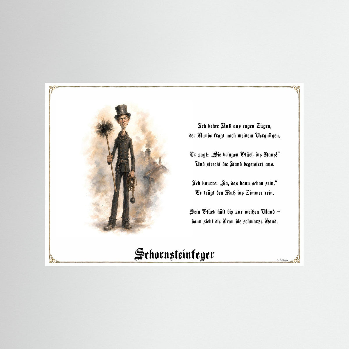 Zunftbild Der Schornsteinfeger-Griesgram – Beispielansicht des Kunstdrucks