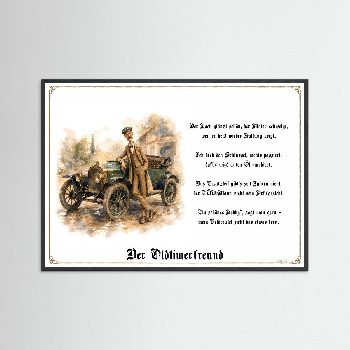 Zunftbild Der Oldtimerfreund-Griesgram – Beispielansicht des Kunstdrucks