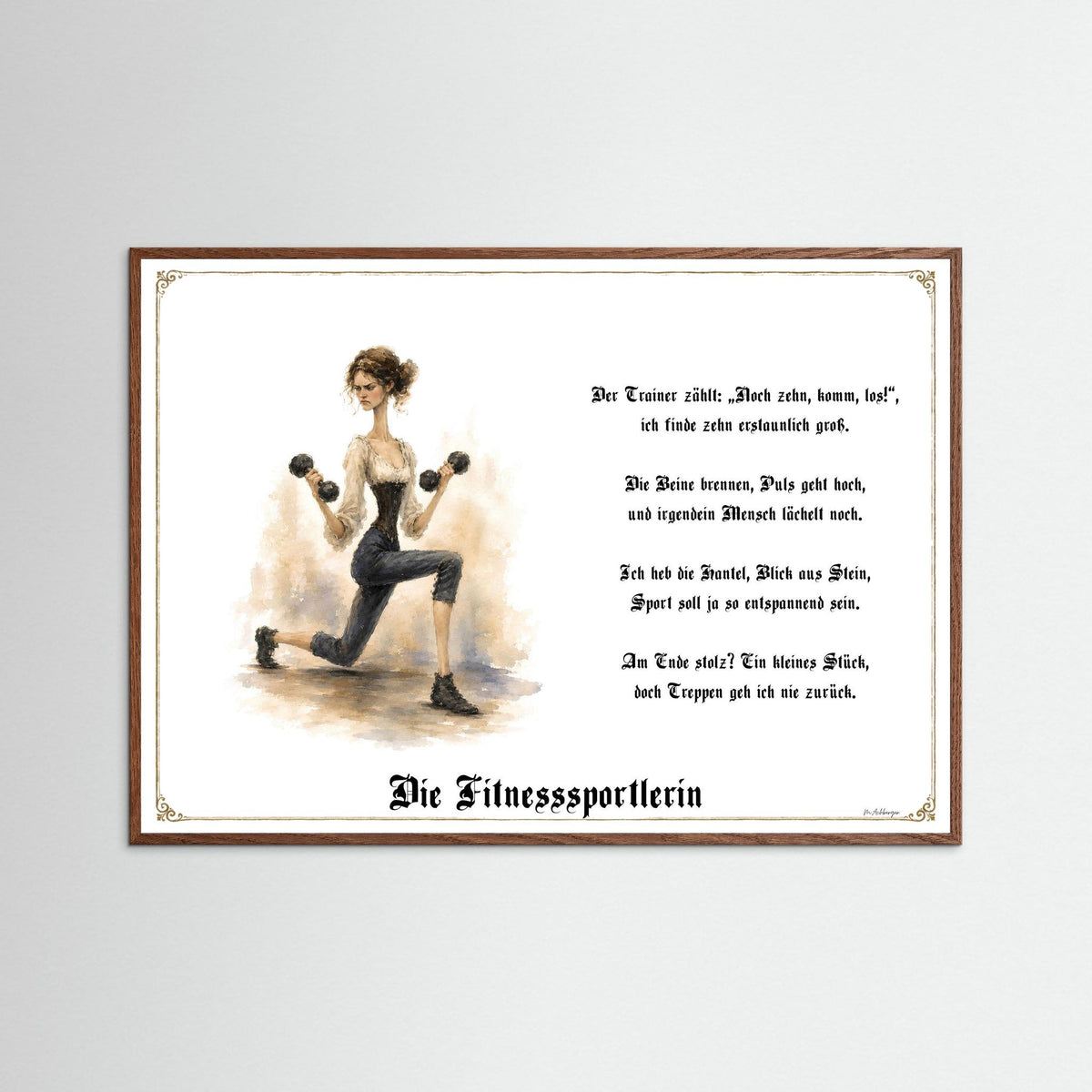 Zunftbild Die Fitnesssportlerin-Griesgram – Beispielansicht des Kunstdrucks
