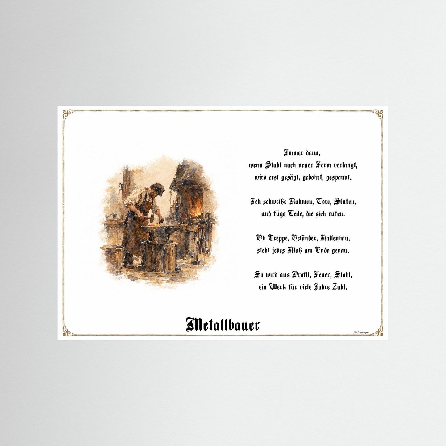 Zunftbild Metallbauer als Fine-Art-Kunstdruck ohne Rahmen