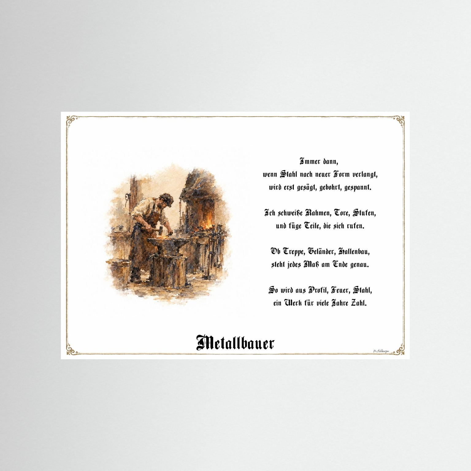 Zunftbild Metallbauer als Fine-Art-Kunstdruck ohne Rahmen