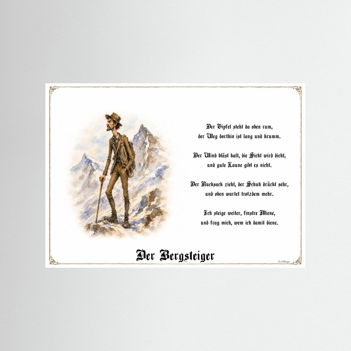Zunftbild Der Bergsteiger-Griesgram – Beispielansicht des Kunstdrucks