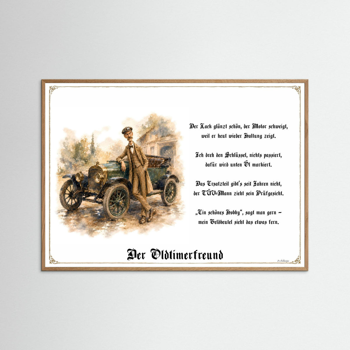 Zunftbild Der Oldtimerfreund-Griesgram – Beispielansicht des Kunstdrucks