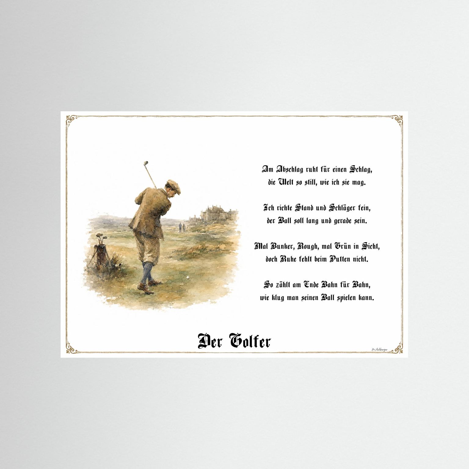 Sportbild Golfer als Fine-Art-Kunstdruck ohne Rahmen
