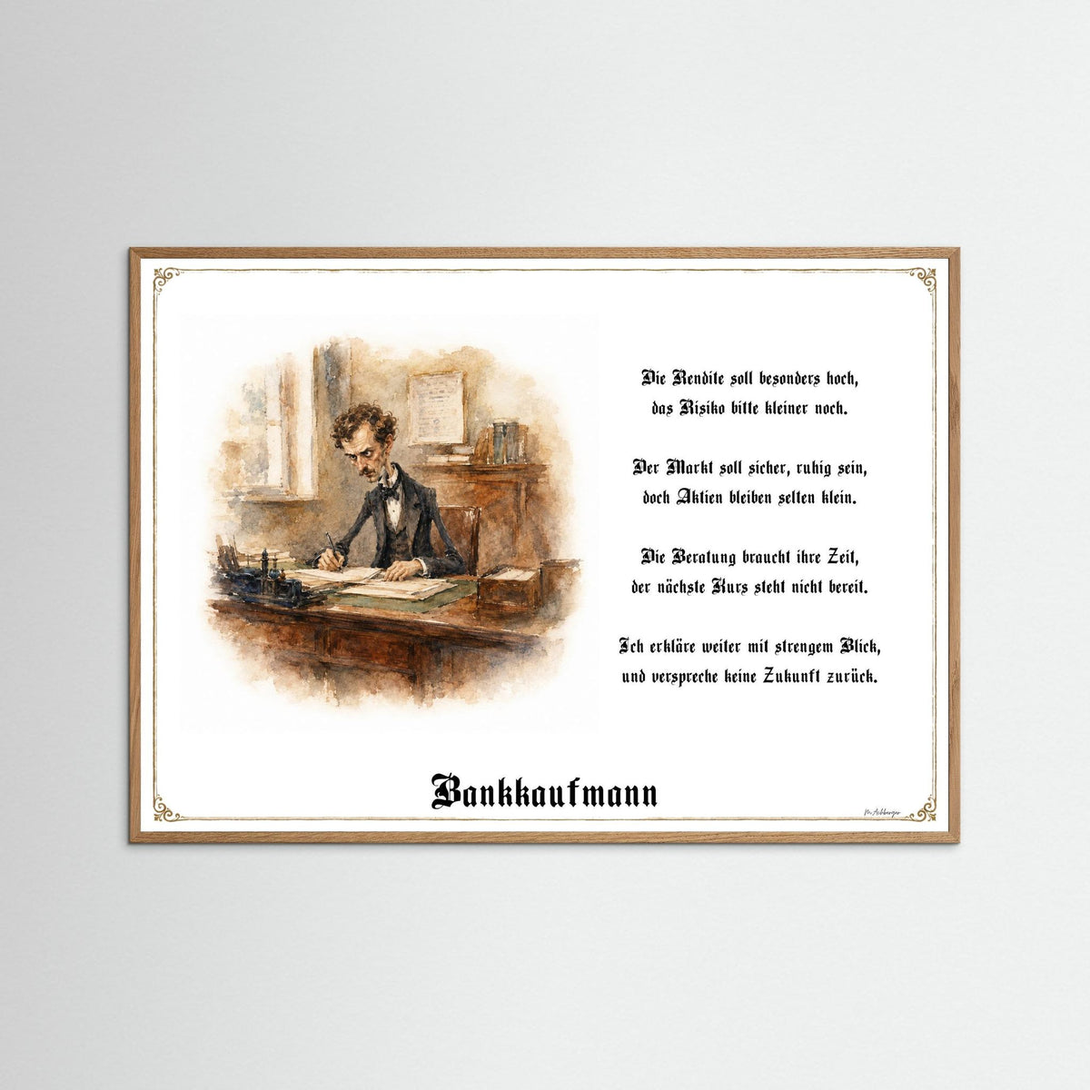 Zunftbild Der Bankkaufmann-Griesgram – Beispielansicht des Kunstdrucks