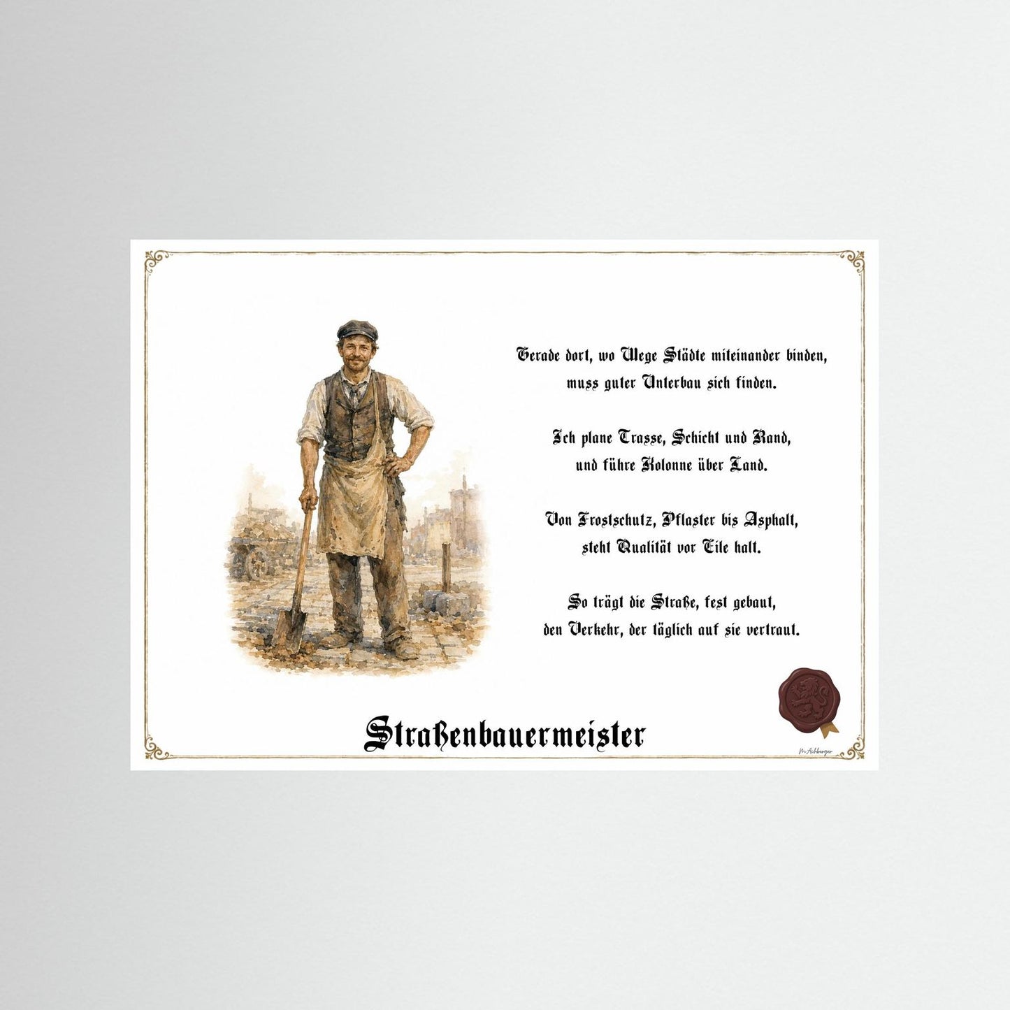Zunftbild Straßenbauermeister als Fine-Art-Kunstdruck ohne Rahmen