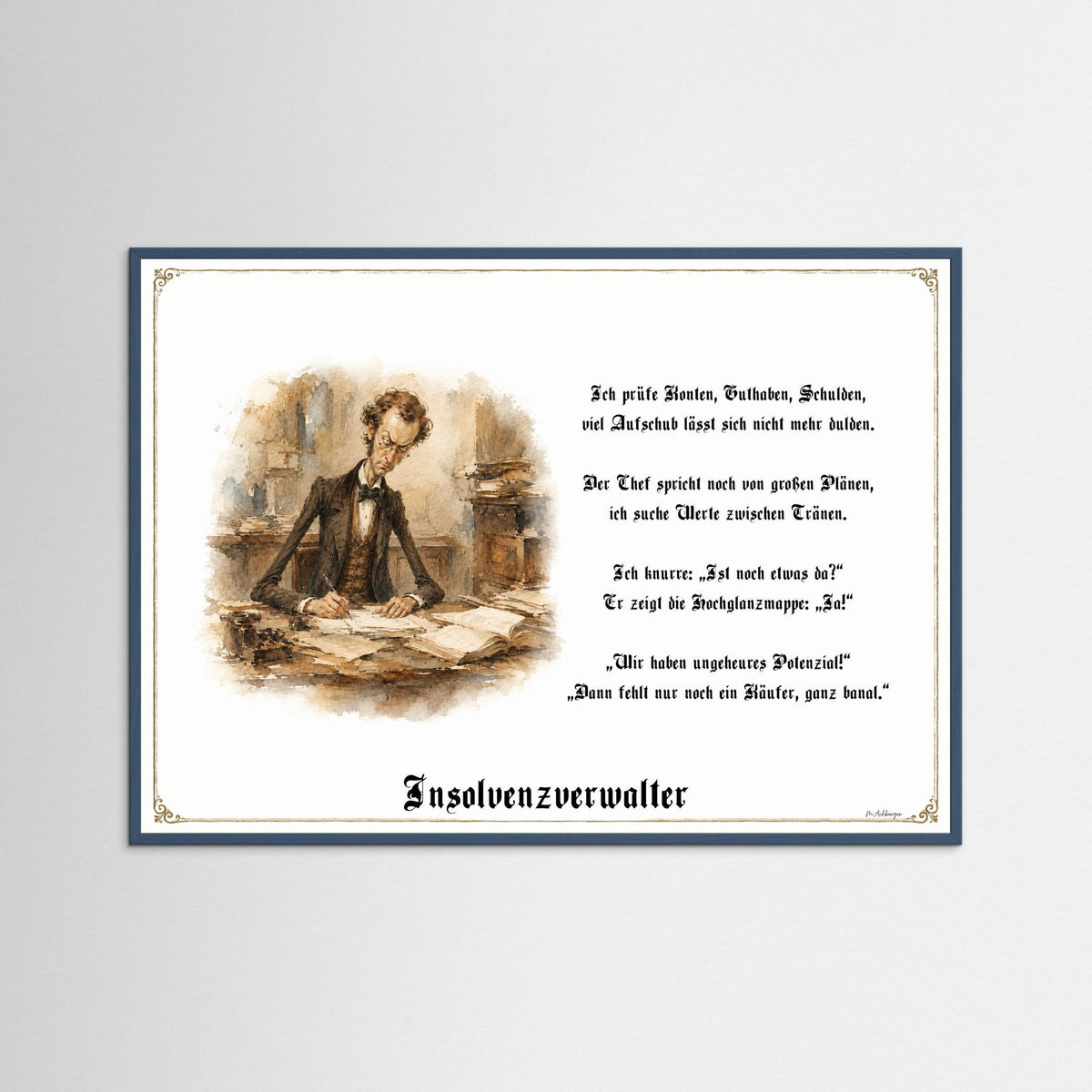 Zunftbild Der Insolvenzverwalter-Griesgram – Beispielansicht des Kunstdrucks