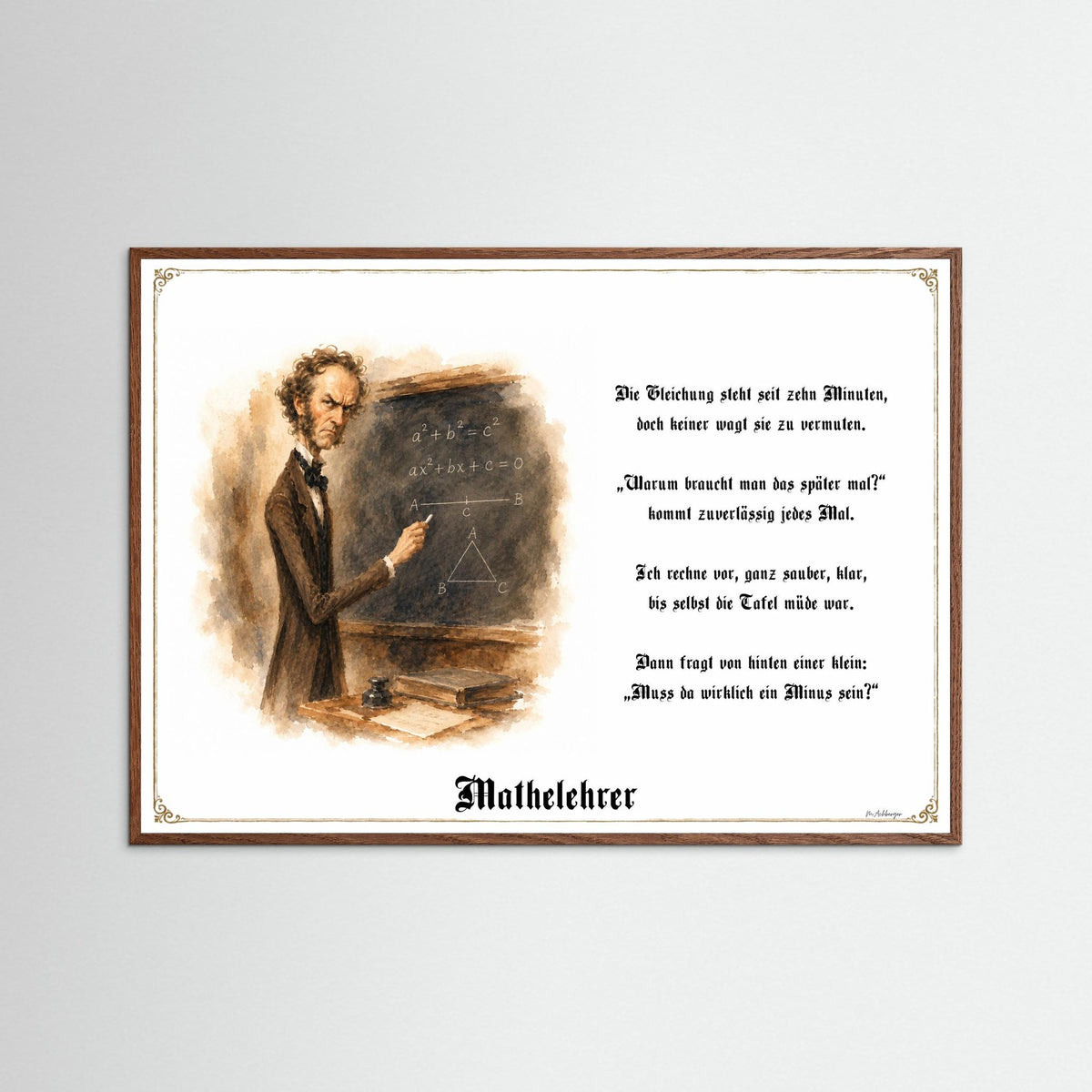 Zunftbild Der Mathelehrer-Griesgram – Beispielansicht des Kunstdrucks
