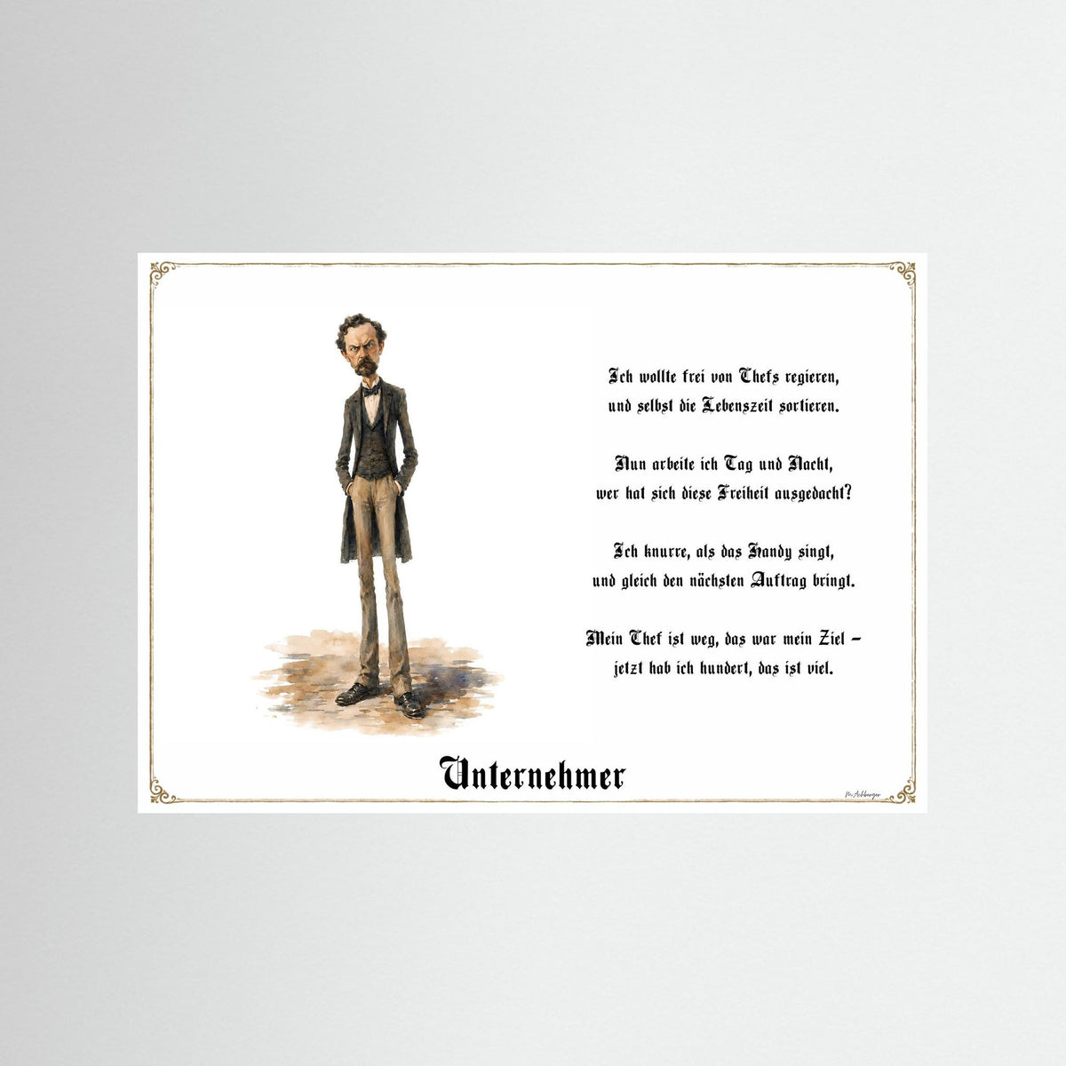 Zunftbild Der Unternehmer-Griesgram – Beispielansicht des Kunstdrucks