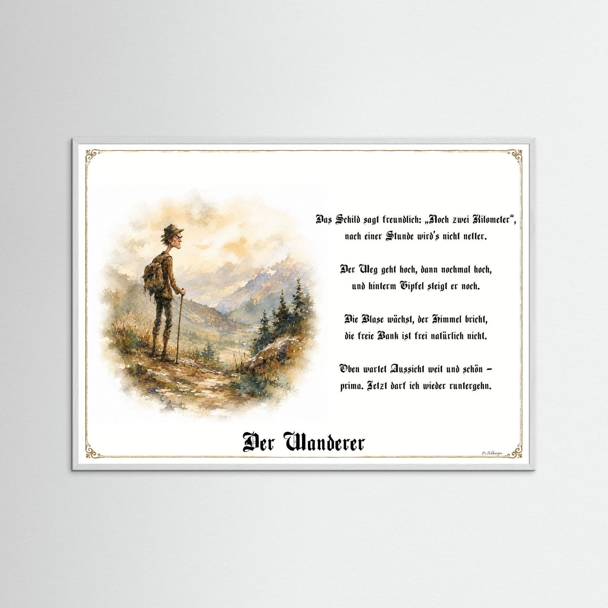 Zunftbild Der Wanderfreund-Griesgram – Beispielansicht des Kunstdrucks