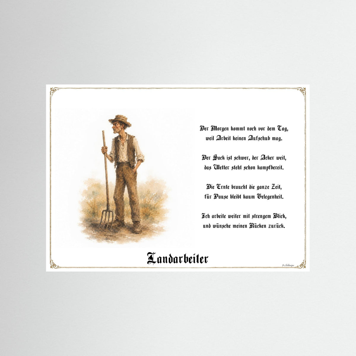 Zunftbild Der Landarbeiter-Griesgram – Beispielansicht des Kunstdrucks