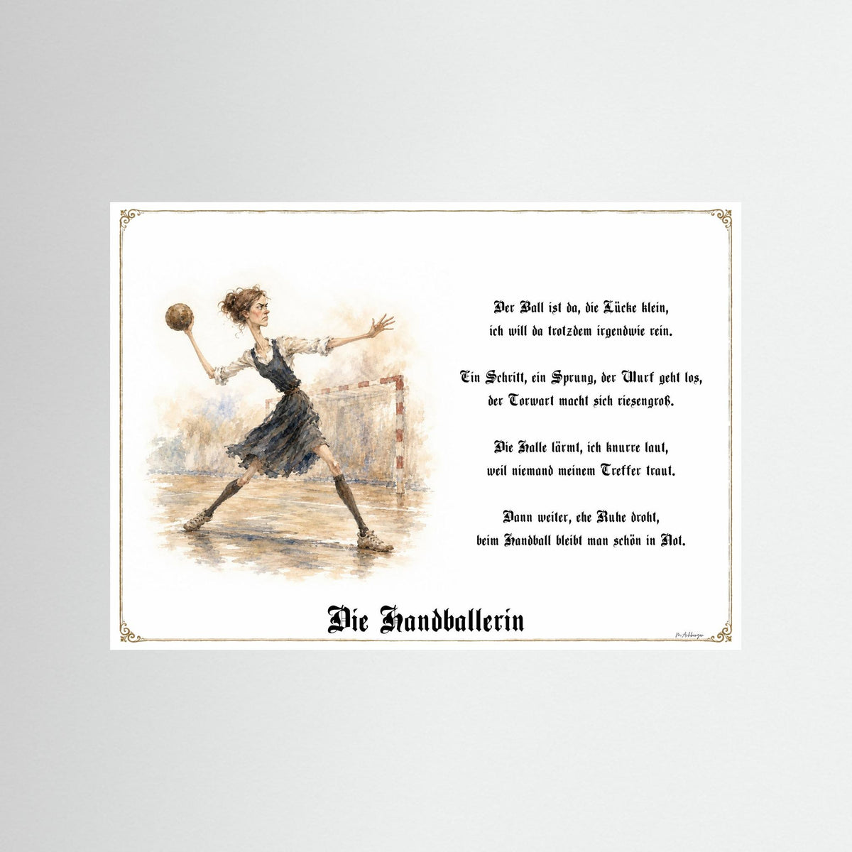 Zunftbild Die Handballerin-Griesgram – Beispielansicht des Kunstdrucks