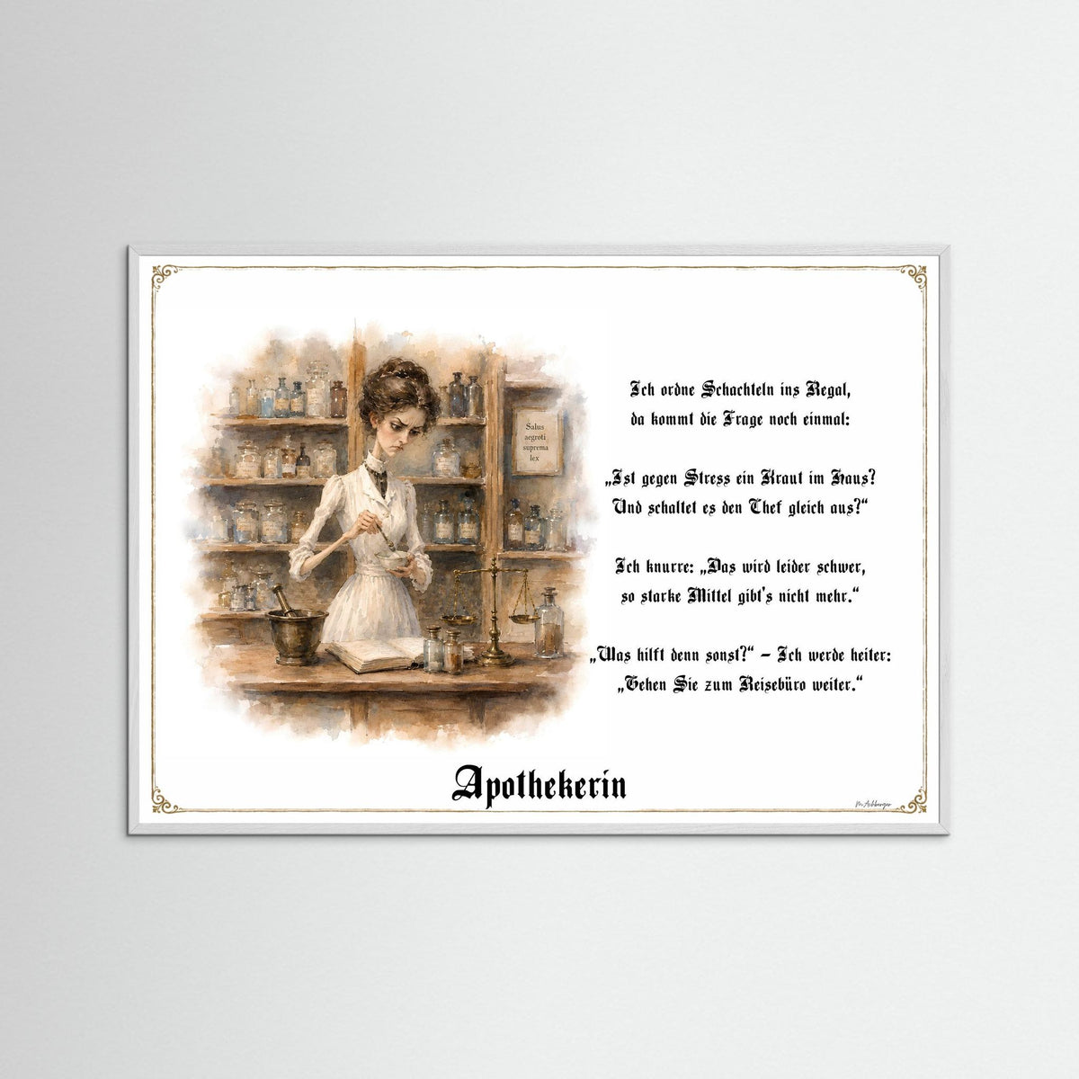 Zunftbild Die Apothekerin-Griesgram – Beispielansicht des Kunstdrucks