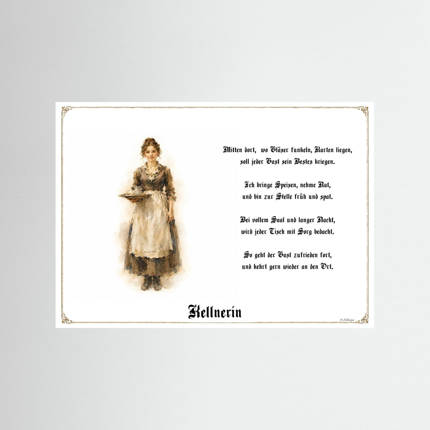 Zunftbild Kellnerin als Fine-Art-Kunstdruck ohne Rahmen
