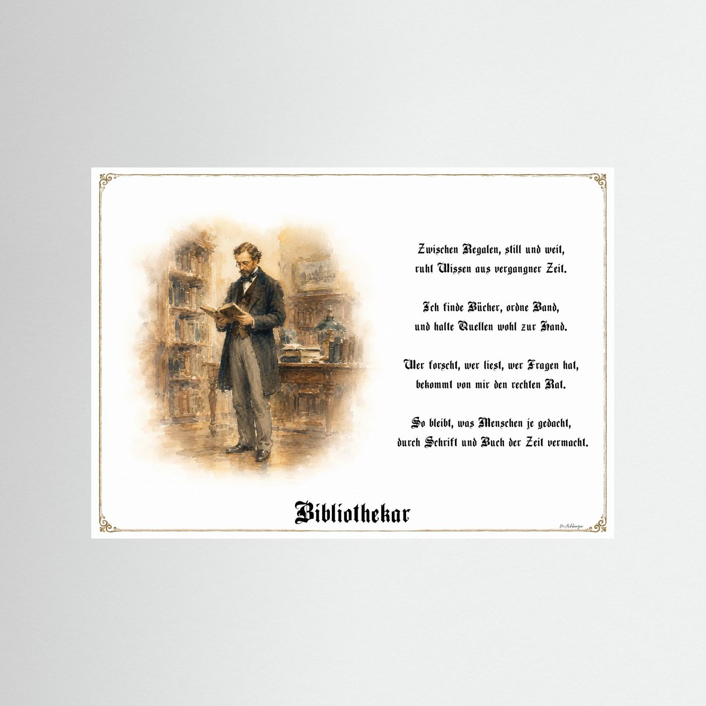 Zunftbild Bibliothekar als Fine-Art-Kunstdruck ohne Rahmen