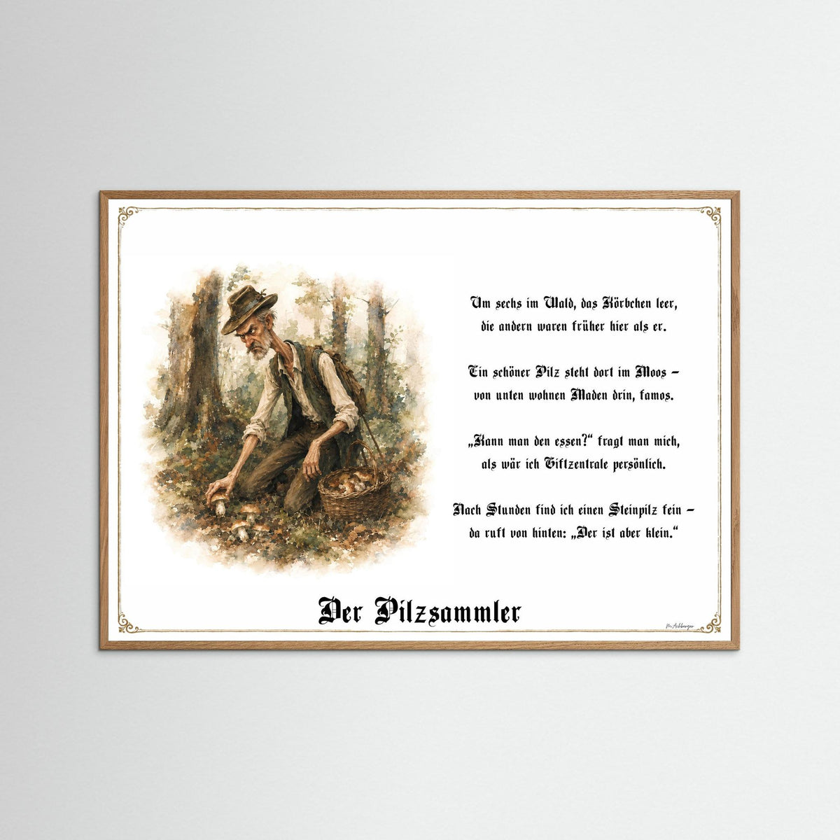 Zunftbild Der Pilzsammler-Griesgram – Beispielansicht des Kunstdrucks