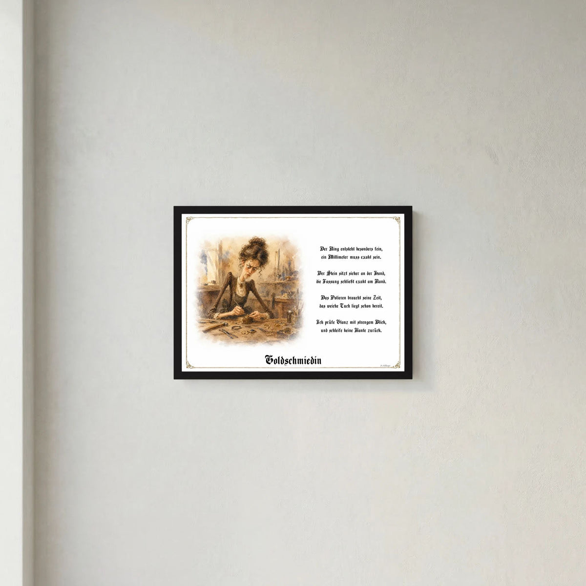 Zunftbild Die Goldschmiedin-Griesgram – Beispielansicht des Kunstdrucks
