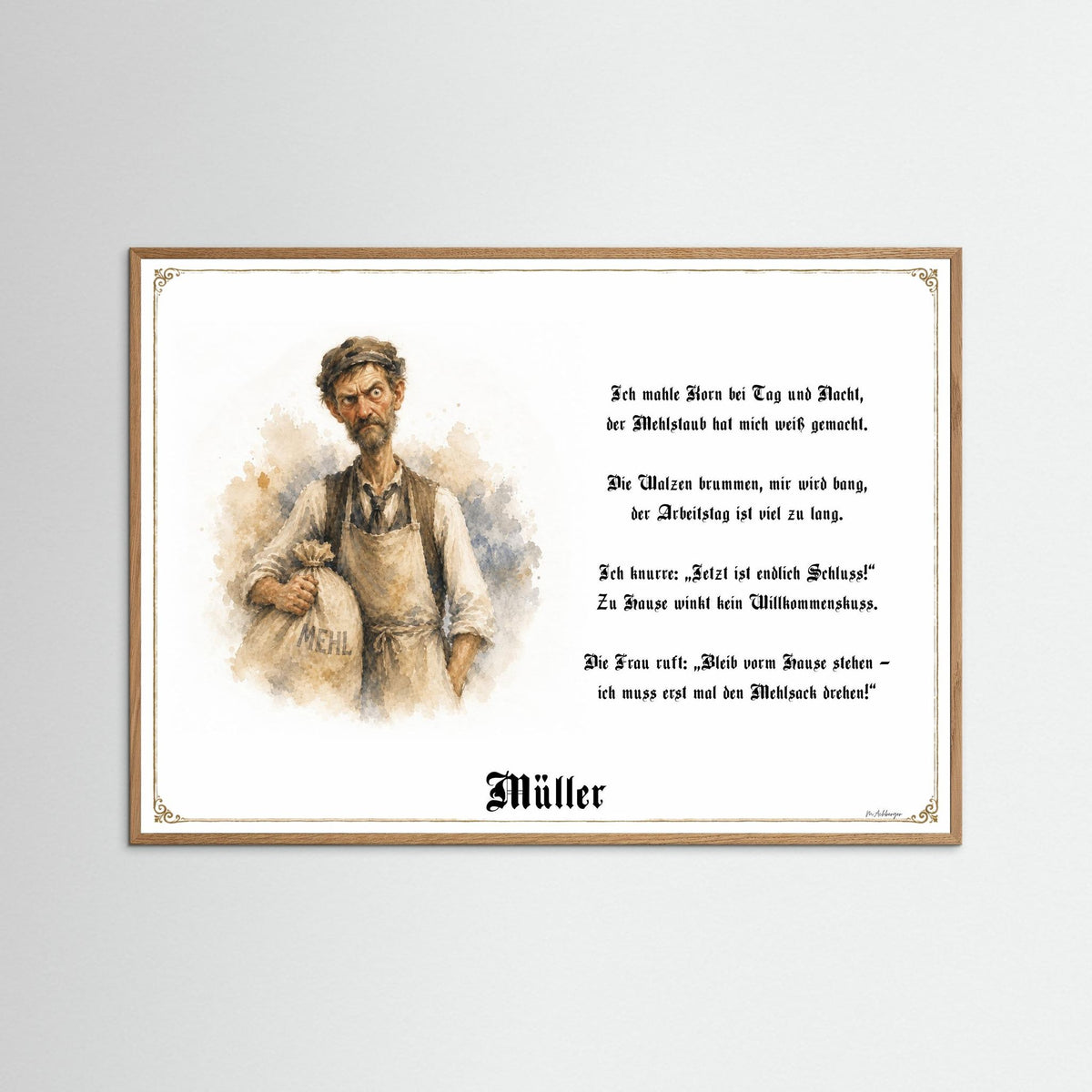 Zunftbild Der Müller-Griesgram – Beispielansicht des Kunstdrucks