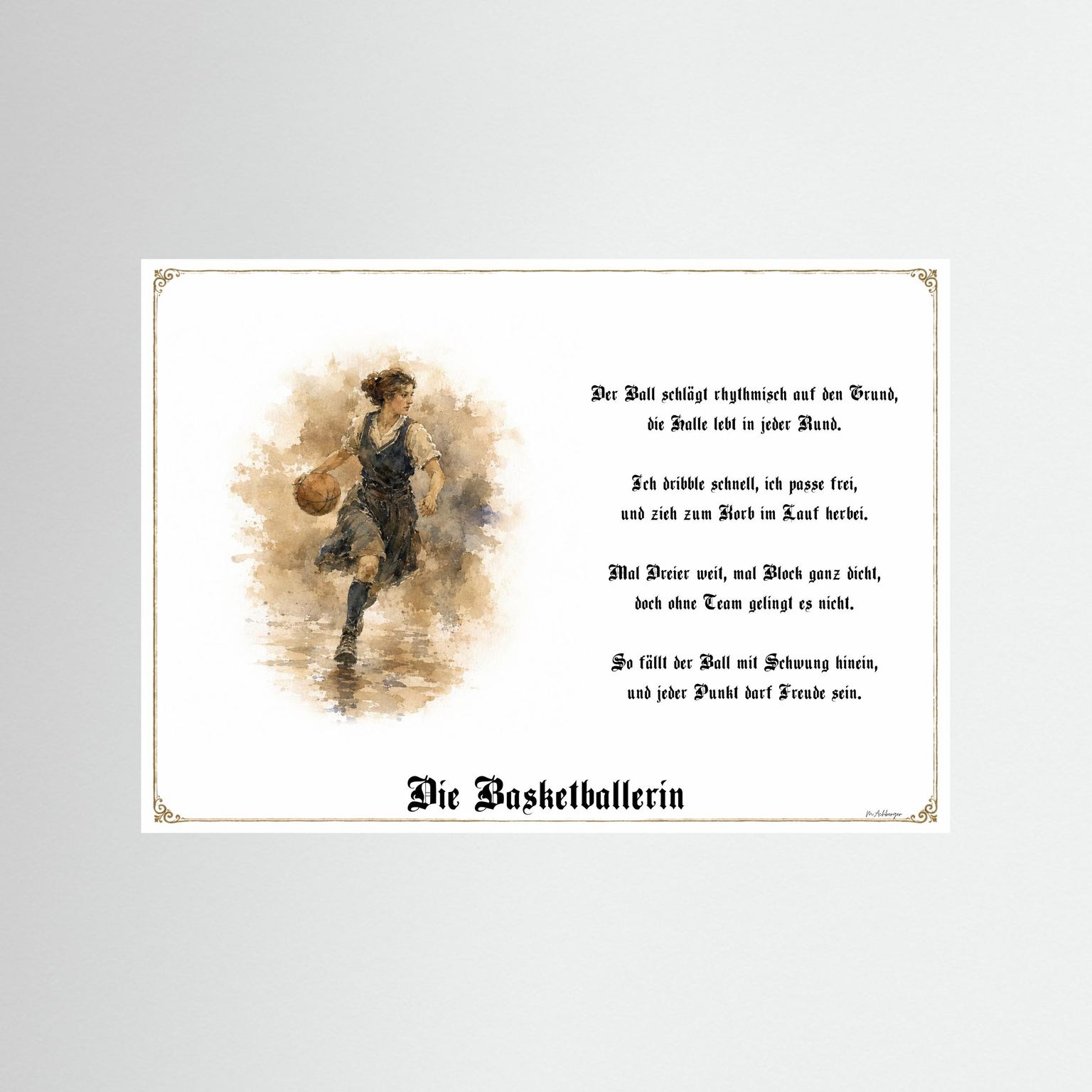 Sportbild Basketballerin als Fine-Art-Kunstdruck ohne Rahmen