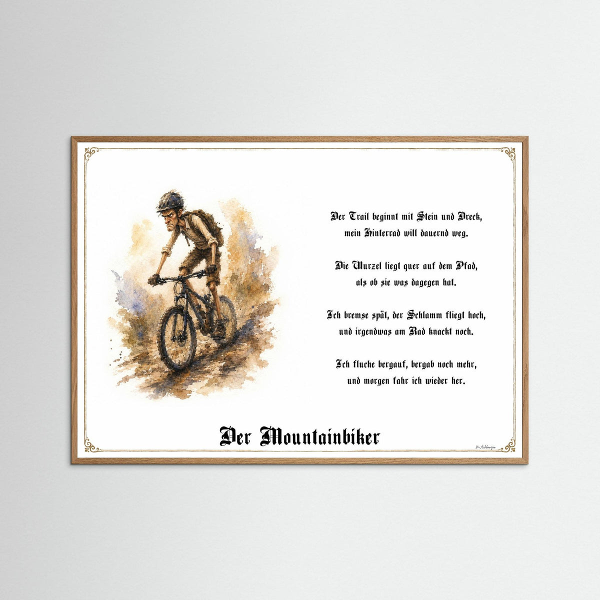 Zunftbild Der Mountainbiker-Griesgram – Beispielansicht des Kunstdrucks