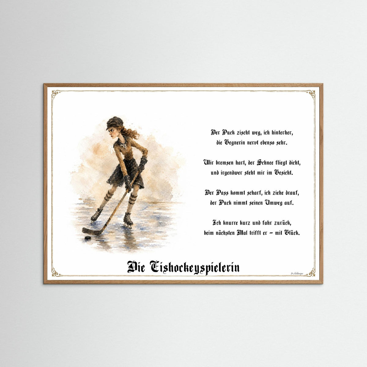 Zunftbild Die Eishockeyspielerin-Griesgram – Beispielansicht des Kunstdrucks
