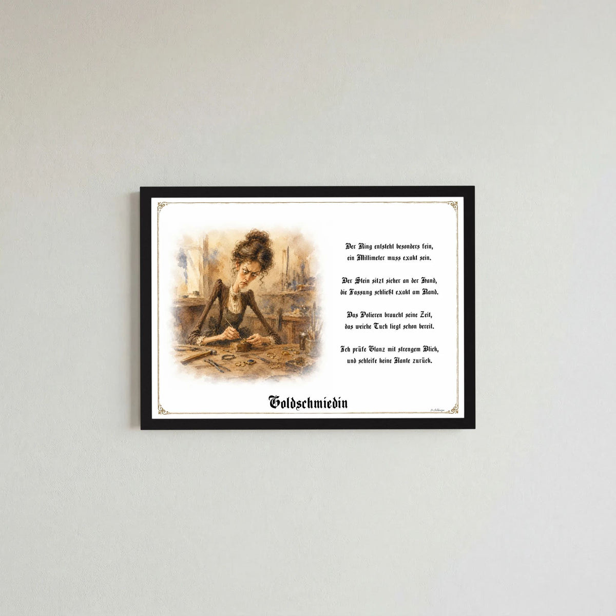Zunftbild Die Goldschmiedin-Griesgram – Beispielansicht des Kunstdrucks