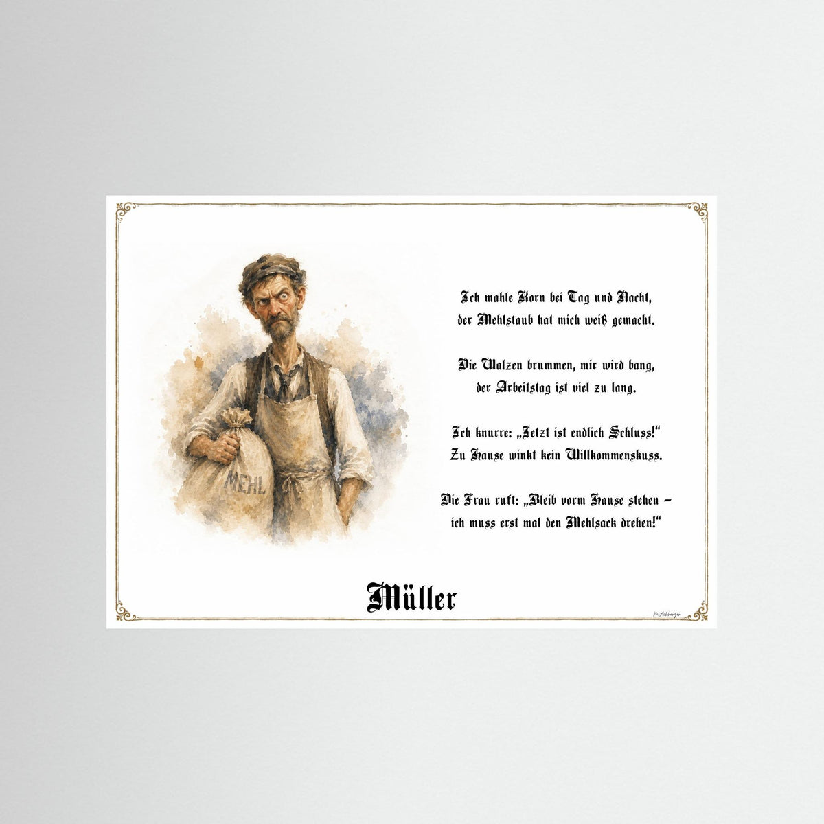 Zunftbild Der Müller-Griesgram – Beispielansicht des Kunstdrucks