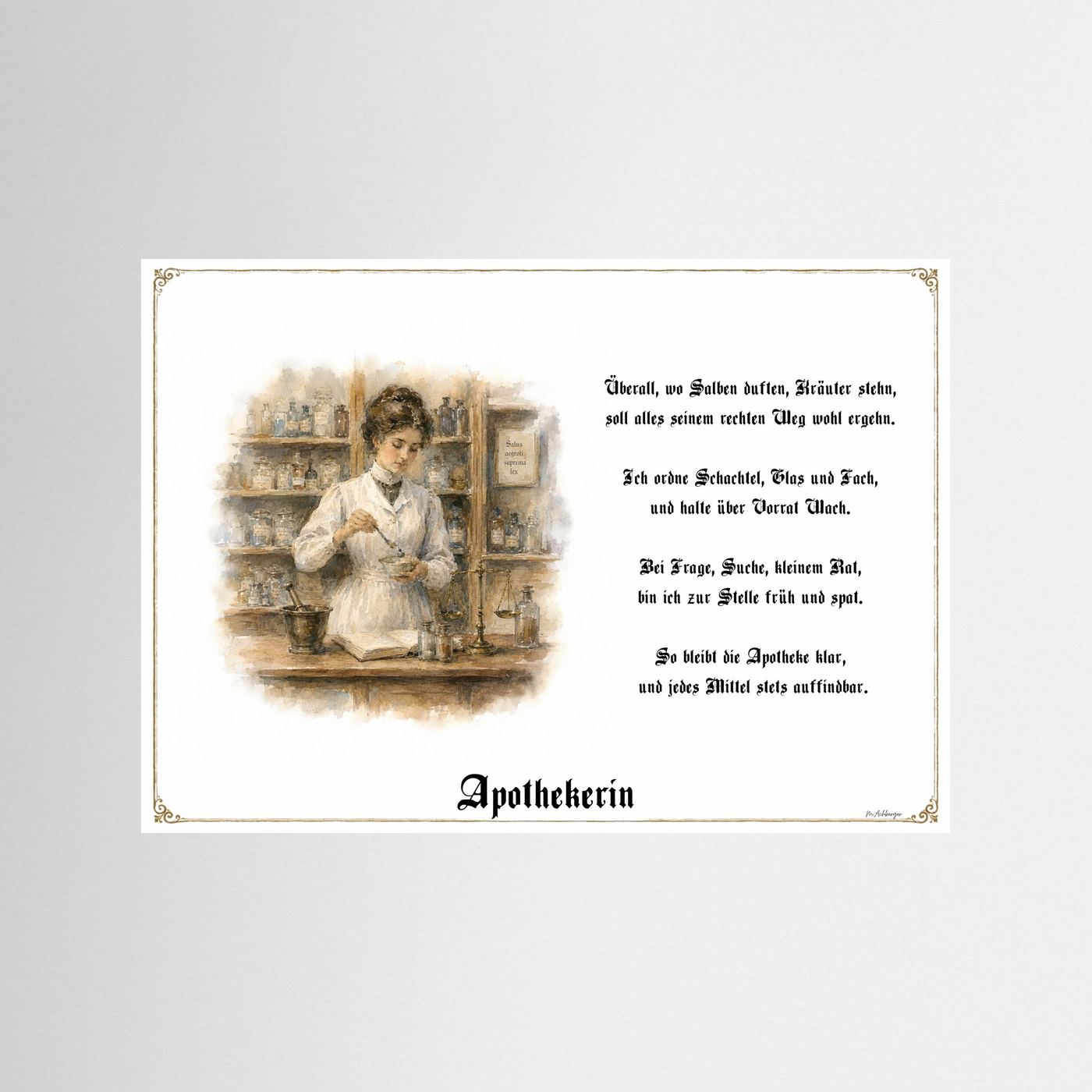 Zunftbild Apothekerin als Fine-Art-Kunstdruck ohne Rahmen